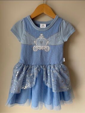 Disney Princess Cinderella Blue Carriage Tulle Knit Dress Size 3